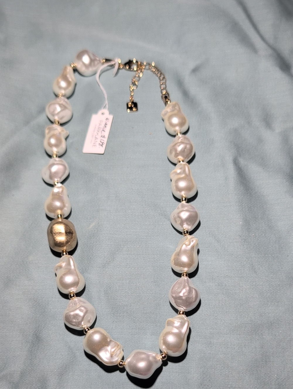 Park Lane Winnie Elegant Baroque Faux Pearl Necklace with Gold Accent